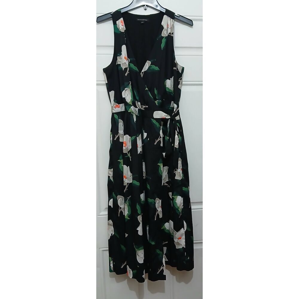 Banana republic women long maxi size 8 dress wrap Hawaiian beach vacation green - Picture 7 of 7